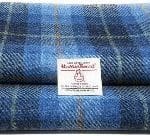 Harris Tweed Traditional Cloth with Authenticity Labels (Blue Tartan, 25 x 30cm)