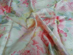 Maxfeel 100% Pure Mulberry Silk Charmuse Floral Fabric 45 Wide for Bedding Dress by The Yard or by Half Yard (Sold by The Yard, 10)