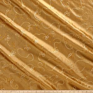 Richland Textiles Embroidered Sequin Taffeta Gold Fabric By The Yard