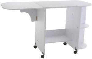 Southern Enterprises Eaton Rolling Craft Station Sewing Table 31.5" Wide, White Finish