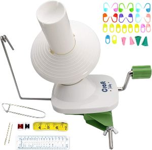 Yarn Winder by Craft Destiny - Easy to Set Up and Use - Hand Operated Yarn Ball Winder 4 Ounce Capacity - Sturdy with Metal Handle and Tabletop Clamp - Knitting kit Included
