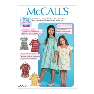 McCall’s M7798 Learn to Sew for Fun Children’s Girls’ Dresses