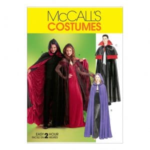 McCall’s M4139 Misses’ Men’s Teen Boy’s Lined & Unlined Cape Costumes Pattern OSZ