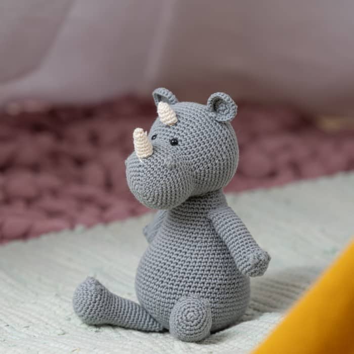 crochet rhino baby toy