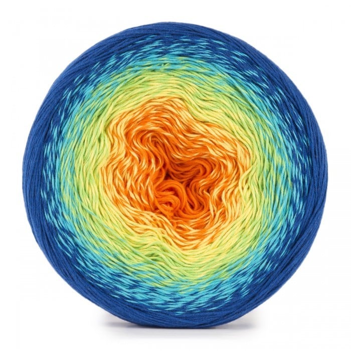 A colorful ball of yarn for DIY crochet projects.