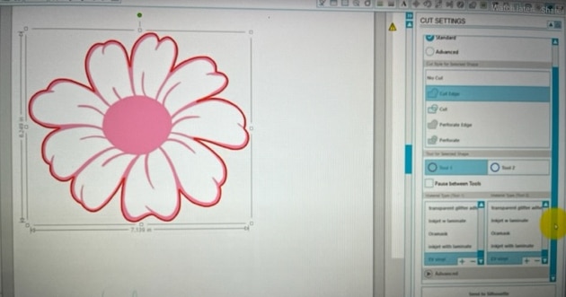 A computer screen showing a floral design comparison between Silhouette Cameo 4 and Cricut Maker.
